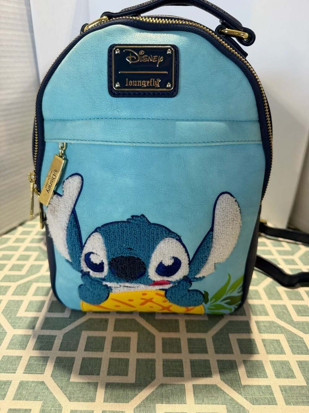Retired Loungefly Disney Lilo/Stitch Pineapple Chenille Mini Backpack BoxLunch